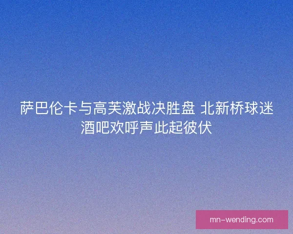 萨巴伦卡与高芙激战决胜盘 北新桥球迷酒吧欢呼声此起彼伏